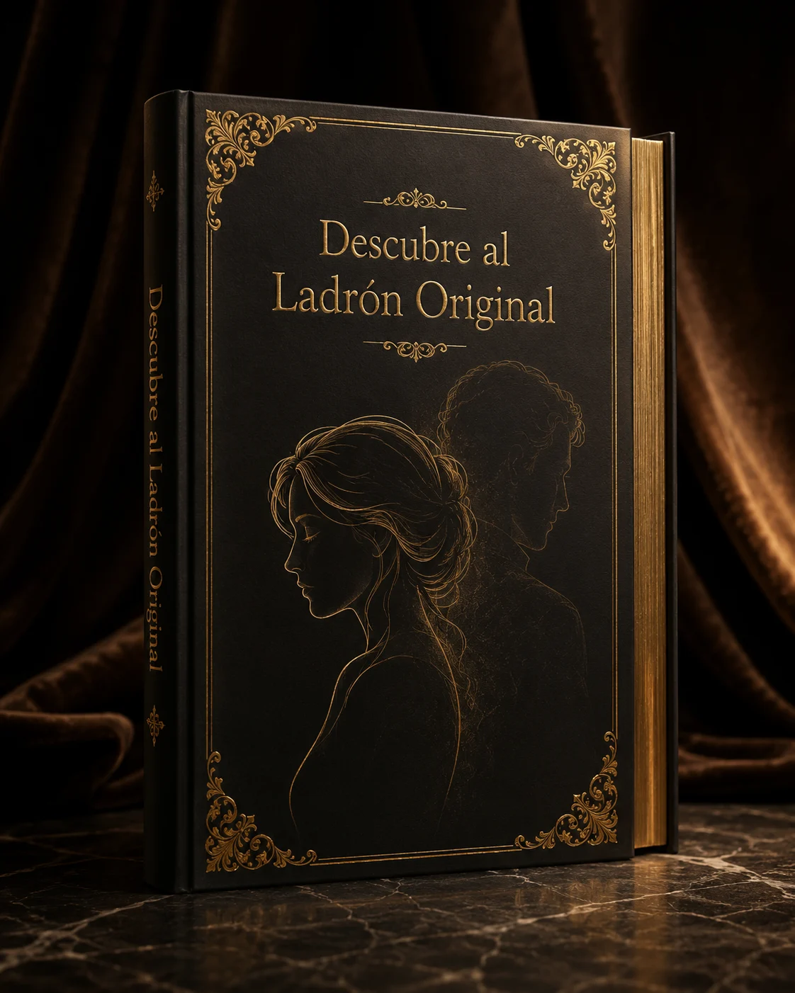 Mockup del ebook El Mapa del Placer Femenino sobre fondo elegante oscuro con acentos dorados
